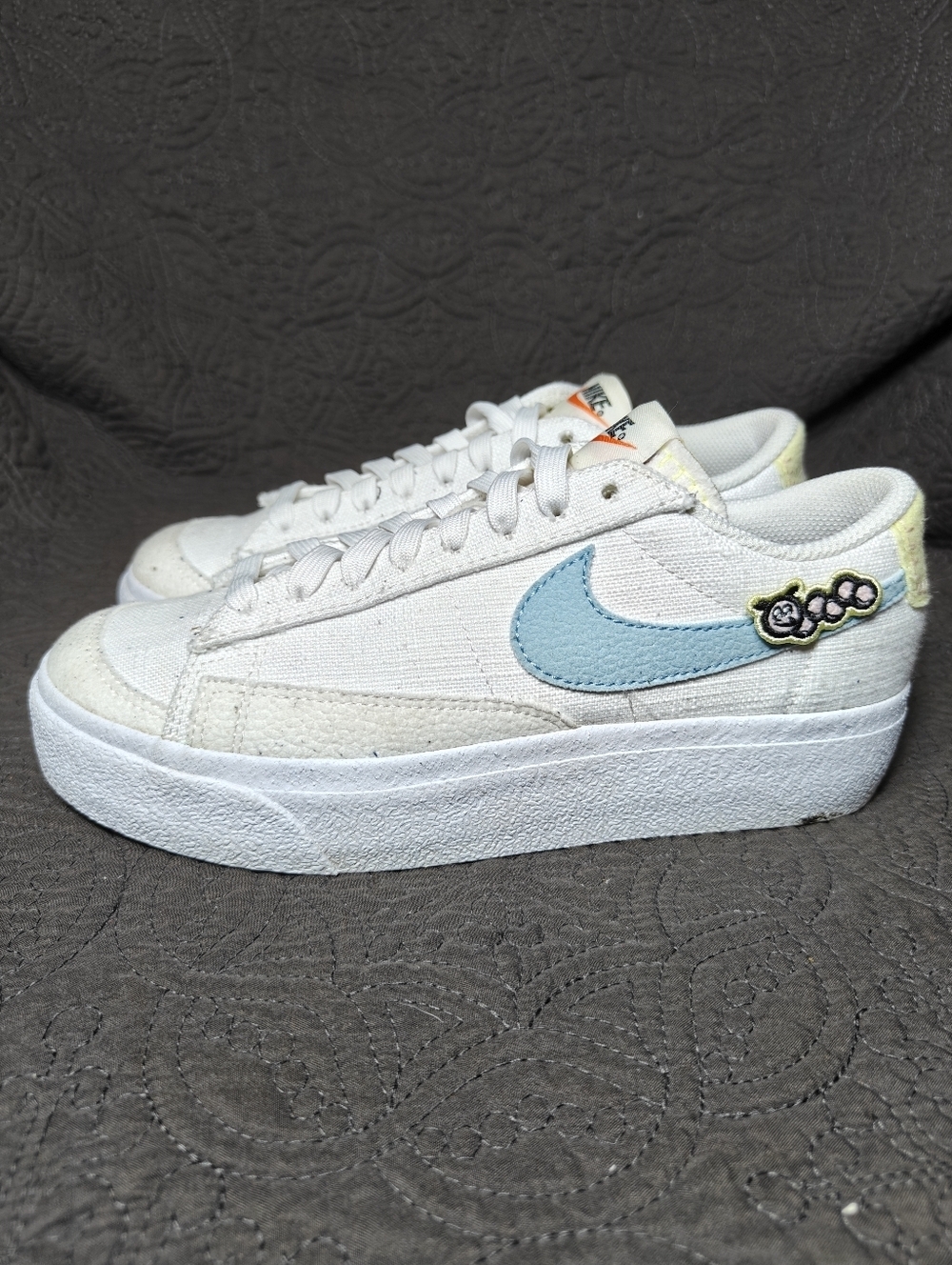 Nike Blazer Low Platform SE Next Nature Air sprung White-Blue Leather Women Sz 6